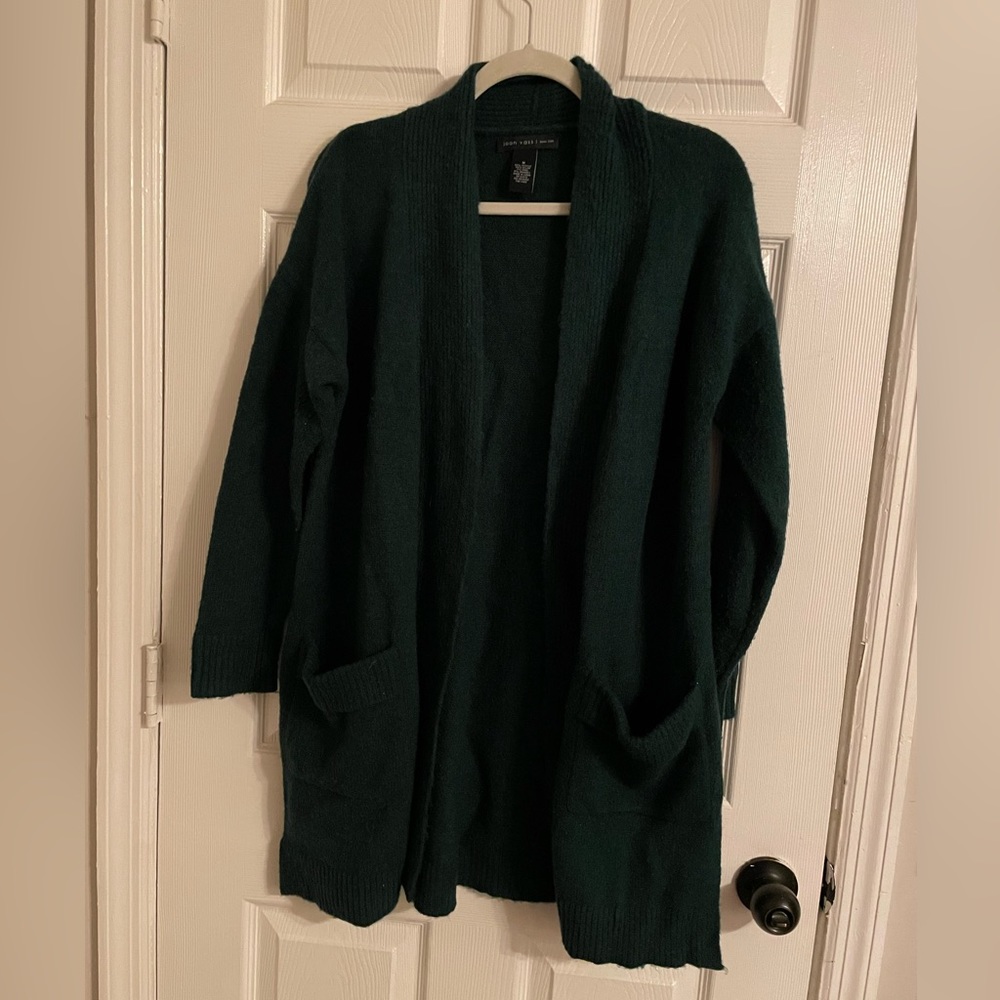 Dark Forest Green Cardigan with Pockets by Joan Vass Size M
